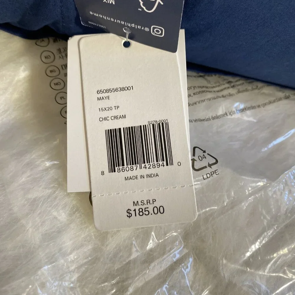 New Ralph Lauren Addison Maye Cream Decorative Throw Pillow $185
